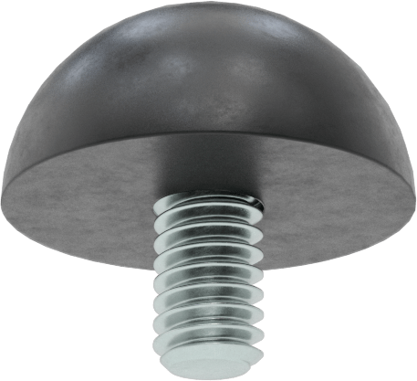 Dişli Saplama Tamponu, SBR, 8-32 Diş Boyutu, 1/4" Diş Uzunluğu, 5/8" OD, Durometre 70A
