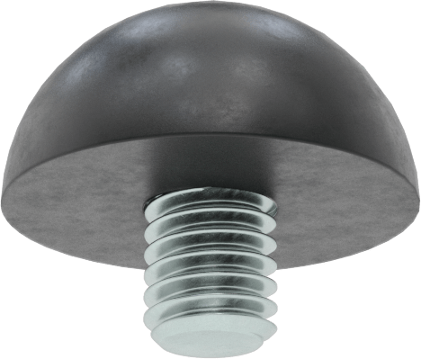 Dişli Saplama Tamponu, SBR, M6 Diş Boyutu, 1/4" Diş Uzunluğu, 3/4" OD, Durometre 70A