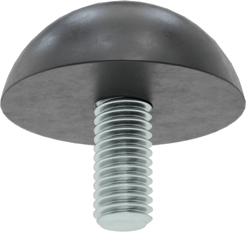 Dişli Saplama Tamponu, SBR, M6 Diş Boyutu, 1/2" Diş Uzunluğu, 1" OD, Durometre 70A