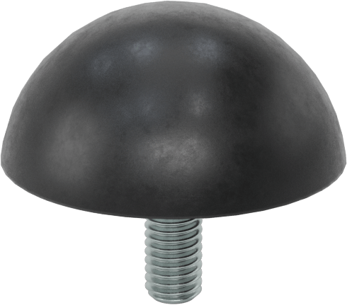 Dişli Saplama Tamponu, SBR, 10-32 Diş Boyutu, 1/2" Diş Uzunluğu, 1-1/8" OD, Durometre 70A