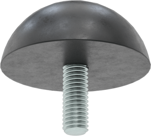 Dişli Saplama Tamponu, SBR, 10-32 Diş Boyutu, 1/2" Diş Uzunluğu, 1-1/8" OD, Durometre 70A