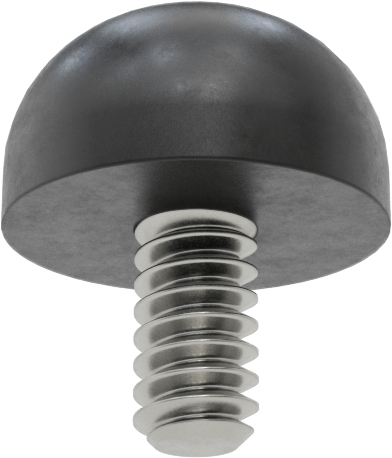 Dişli Saplama Tamponu, SBR, 6-32 Diş Boyutu, 1/4" Diş Uzunluğu, 7/16" OD, Durometer 60A