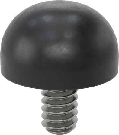 Dişli Saplama Tamponu, SBR, 6-32 Diş Boyutu, 1/4" Diş Uzunluğu, 7/16" OD, Durometer 60A