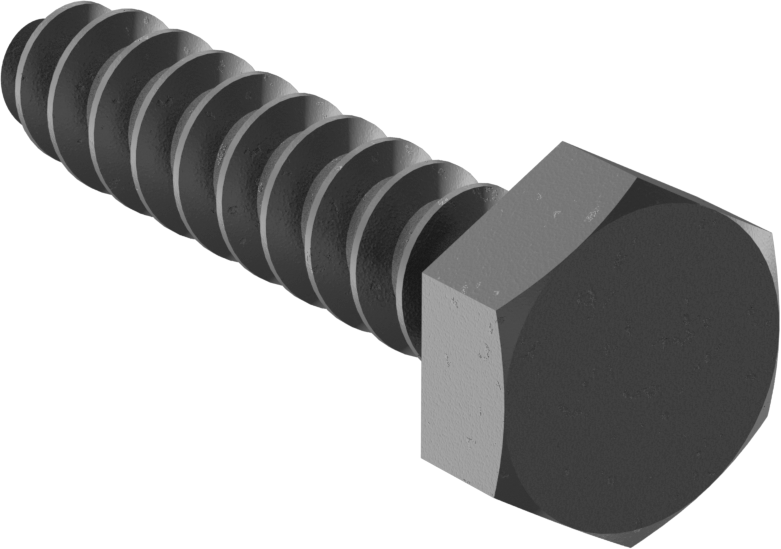 Siyah Oksit Çelik Altıgen Başlı Ahşap Vida, 1/4" Vida Boyutu, 1-1/4" Uzunluk