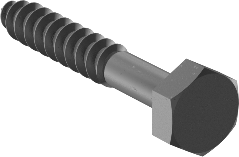 Siyah Oksit Çelik Altıgen Başlı Ahşap Vida, 1/4" Vida Boyutu, 1-3/4" Uzunluk