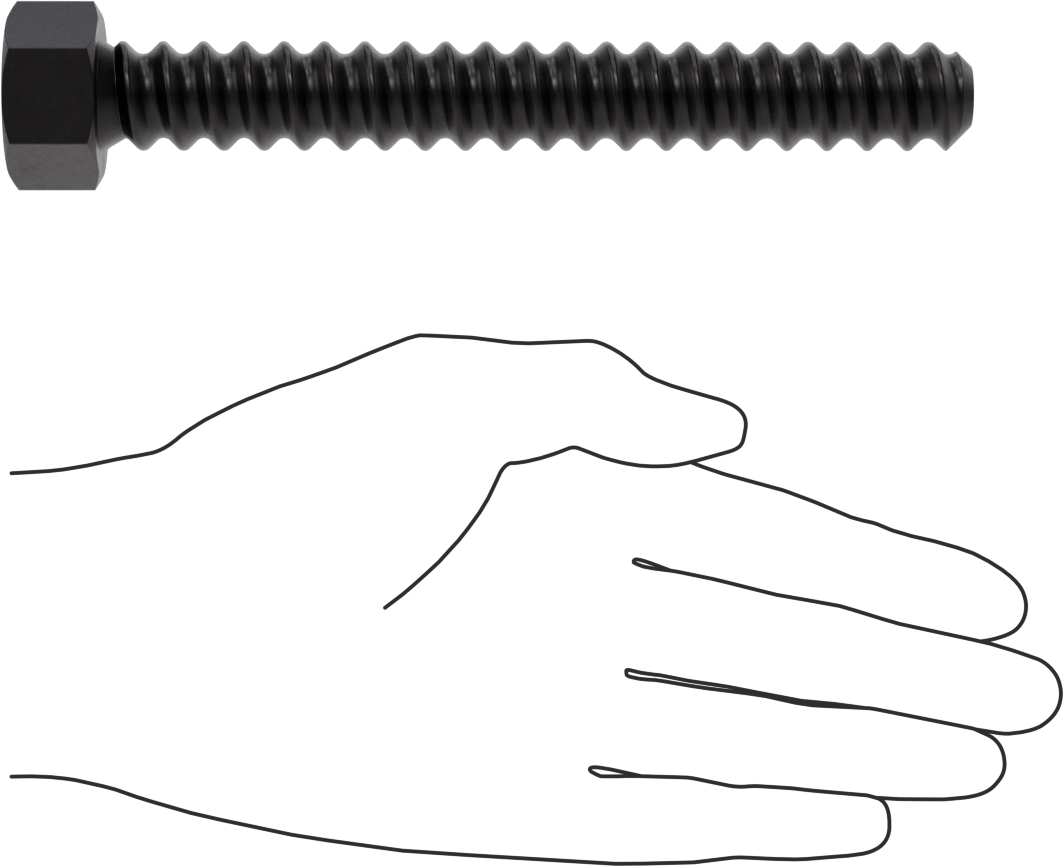 Sarmal Dişli Altıgen Başlı Vida, 3/4"-4-1/2 Diş Boyutu, 6 inç Uzunluk
