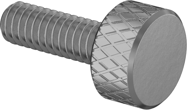 Pirinç Düşük Profilli Tırtıllı Başlı Parmak Vidası, 8-32 Diş Boyutu, 1/2" Uzunluk