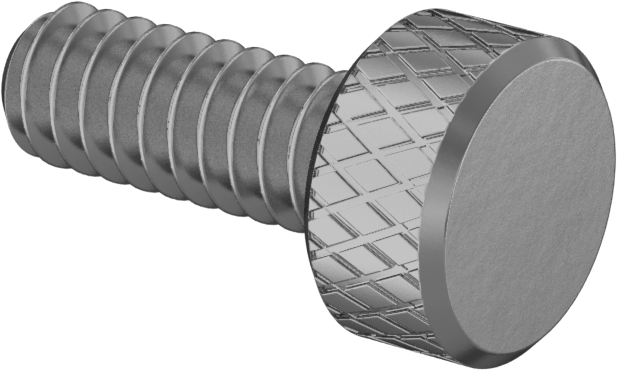 Pirinç Düşük Profilli Tırtıllı Başlı Parmak Vidası, 10-24 Diş Boyutu, 1/2" Uzunluk
