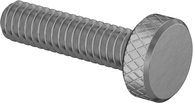 Pirinç Düşük Profilli Tırtıllı Başlı Parmak Vidası, 1/4"-20 Diş Boyutu, 1" Uzunluk