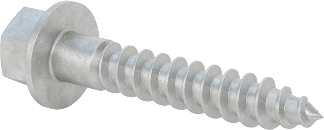 Ahşap için Flanşlı Altıgen Başlı Vidalar, Sıcak Daldırma Galvanizli Çelik, 1/4" Boyut, 1-1/2" Uzunluk
