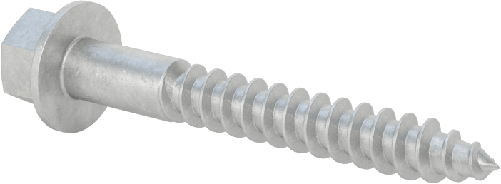 Ahşap için Flanşlı Altıgen Başlı Vidalar, Sıcak Daldırma Galvanizli Çelik, 1/4" Boyut, 2" Uzunluk
