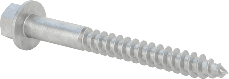 Ahşap için Flanşlı Altıgen Başlı Vidalar, Sıcak Daldırma Galvanizli Çelik, 1/4" Boyut, 2-1/2" Uzunluk