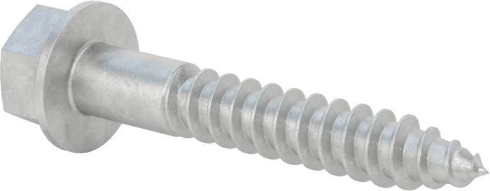 Ahşap için Flanşlı Altıgen Başlı Vidalar, Sıcak Daldırma Galvanizli Çelik, 5/16" Boyut, 2" Uzunluk