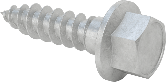Ahşap için Flanşlı Altıgen Başlı Vidalar, Sıcak Daldırma Galvanizli Çelik, 3/8" Boyut, 1-1/2" Uzunluk