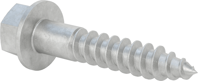 Ahşap için Flanşlı Altıgen Başlı Vidalar, Sıcak Daldırma Galvanizli Çelik, 3/8" Boyut, 2" Uzunluk