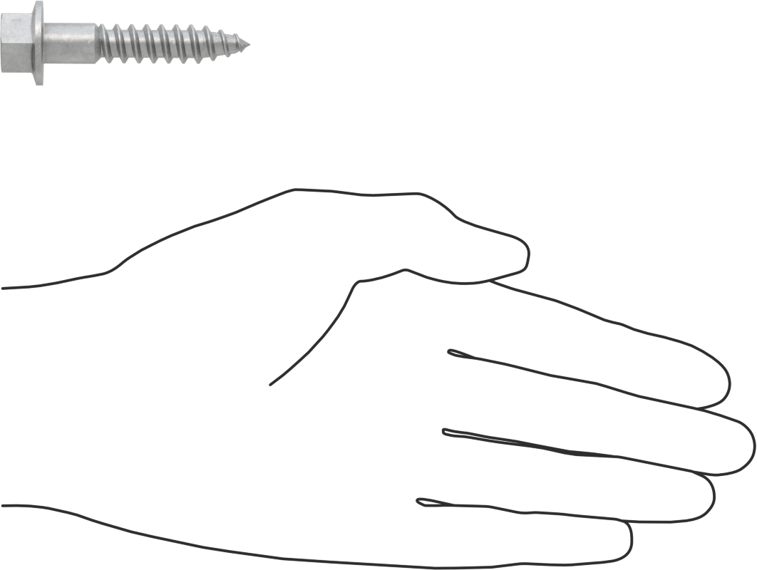 Ahşap için Flanşlı Altıgen Başlı Vidalar, Sıcak Daldırma Galvanizli Çelik, 3/8" Boyut, 2" Uzunluk