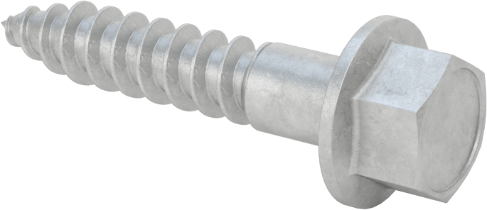 Ahşap için Flanşlı Altıgen Başlı Vidalar, Sıcak Daldırma Galvanizli Çelik, 3/8" Boyut, 2" Uzunluk