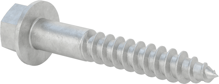 Ahşap için Flanşlı Altıgen Başlı Vidalar, Sıcak Daldırma Galvanizli Çelik, 3/8" Boyut, 2-1/2" Uzunluk