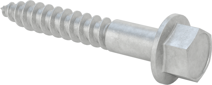 Ahşap için Flanşlı Altıgen Başlı Vidalar, Sıcak Daldırma Galvanizli Çelik, 3/8" Boyut, 2-1/2" Uzunluk