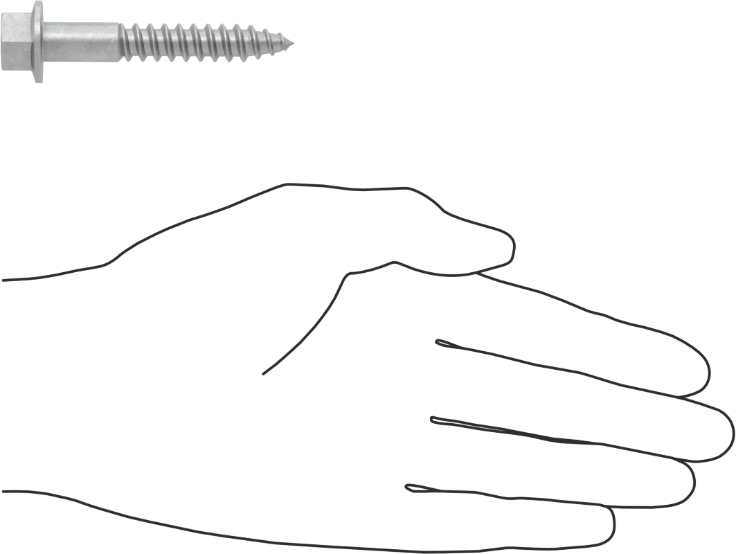 Ahşap için Flanşlı Altıgen Başlı Vidalar, Sıcak Daldırma Galvanizli Çelik, 3/8" Boyut, 2-1/2" Uzunluk