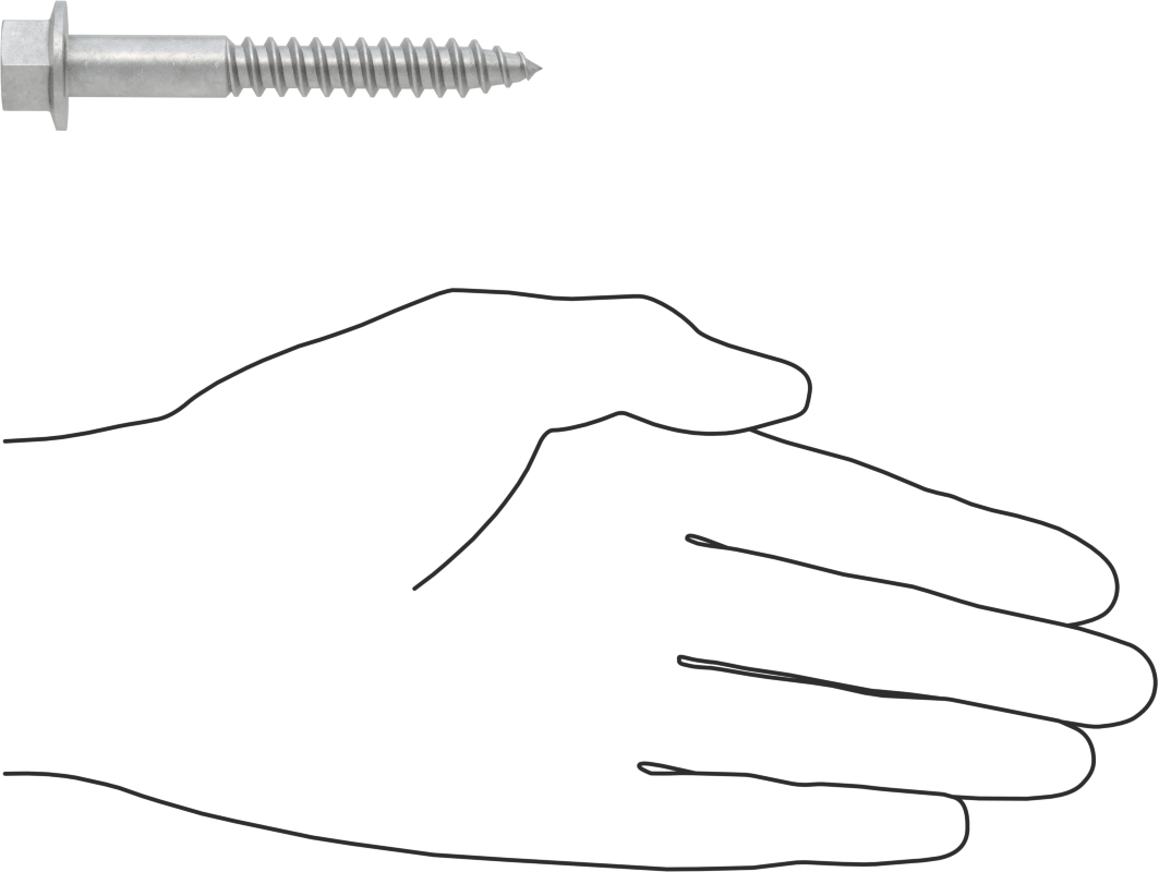 Ahşap için Flanşlı Altıgen Başlı Vidalar, Sıcak Daldırma Galvanizli Çelik, 3/8" Boyut, 3" Uzunluk
