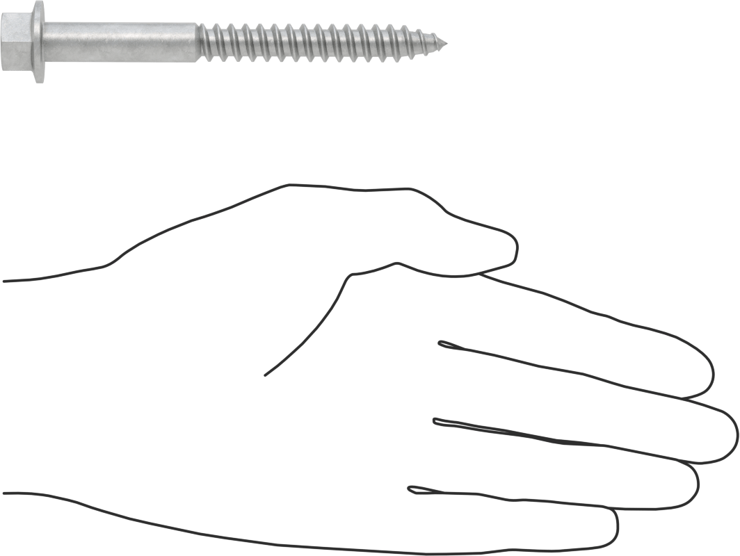 Ahşap için Flanşlı Altıgen Başlı Vidalar, Sıcak Daldırma Galvanizli Çelik, 3/8" Boyut, 4" Uzunluk