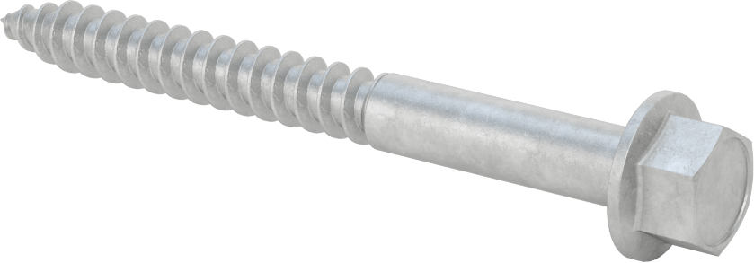 Ahşap için Flanşlı Altıgen Başlı Vidalar, Sıcak Daldırma Galvanizli Çelik, 3/8" Boyut, 4" Uzunluk