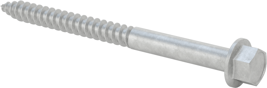Ahşap için Flanşlı Altıgen Başlı Vidalar, Sıcak Daldırma Galvanizli Çelik, 3/8" Boyut, 5 inç Uzunluk