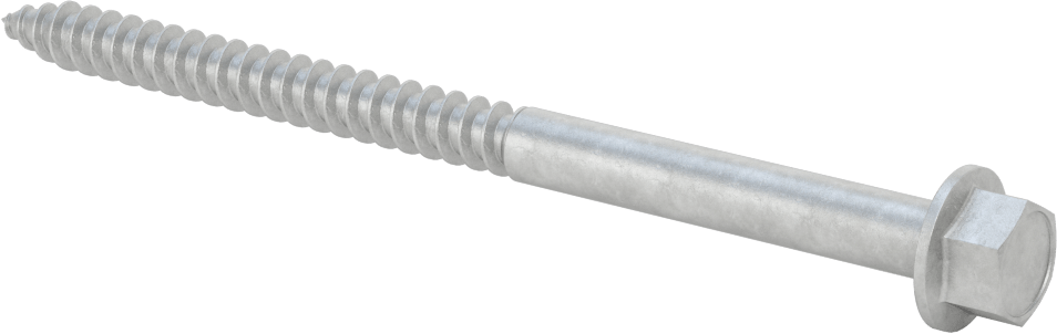 Ahşap için Flanşlı Altıgen Başlı Vidalar, Sıcak Daldırma Galvanizli Çelik, 3/8" Boyut, 6 inç Uzunluk