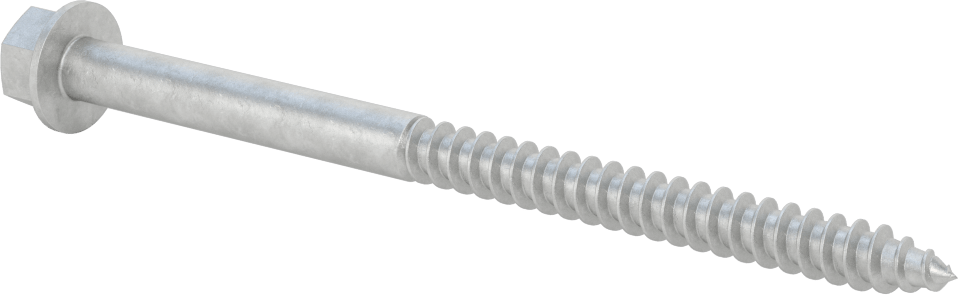 Ahşap için Flanşlı Altıgen Başlı Vidalar, Sıcak Daldırma Galvanizli Çelik, 3/8" Boyut, 6 inç Uzunluk