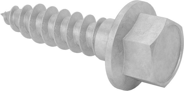 Ahşap için Flanşlı Altıgen Başlı Vidalar, Sıcak Daldırma Galvanizli Çelik, 1/4" Boyut, 1" Uzunluk