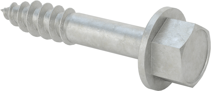 Ahşap için Flanşlı Altıgen Başlı Vidalar, Sıcak Daldırma Galvanizli Çelik, 3/8" Boyut, 2" Uzunluk