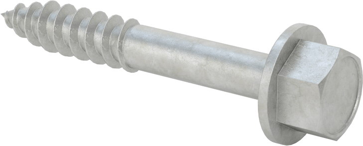 Ahşap için Flanşlı Altıgen Başlı Vidalar, Sıcak Daldırma Galvanizli Çelik, 3/8" Boyut, 2-1/2" Uzunluk
