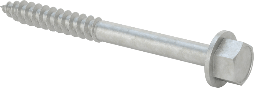 Ahşap için Flanşlı Altıgen Başlı Vidalar, Sıcak Daldırma Galvanizli Çelik, 3/8" Boyut, 4" Uzunluk