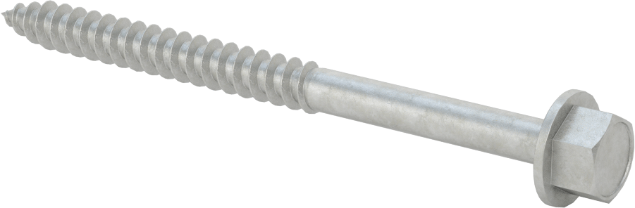 Ahşap için Flanşlı Altıgen Başlı Vidalar, Sıcak Daldırma Galvanizli Çelik, 3/8" Boyut, 5 inç Uzunluk