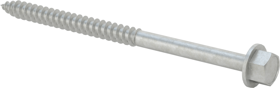 Ahşap için Flanşlı Altıgen Başlı Vidalar, Sıcak Daldırma Galvanizli Çelik, 3/8" Boyut, 6 inç Uzunluk