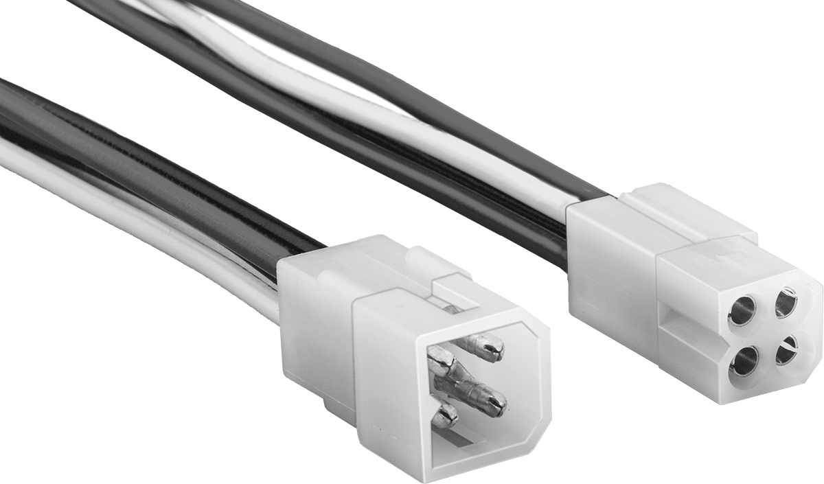 Kompakt Push-In Kontrol/Güç Konektör Seti, 6" Kablo Uçlu Fiş x Soket, Molex Standart .093", 4 Kutup