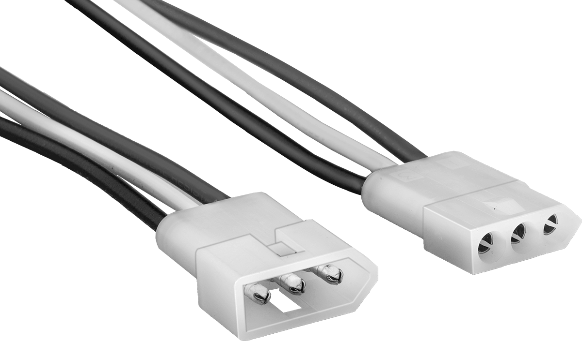 Kompakt Push-In Kontrol/Güç Konektör Seti, 6" Kablo Uçlu Fiş x Soket, Molex Standart .093", 3 Kutup