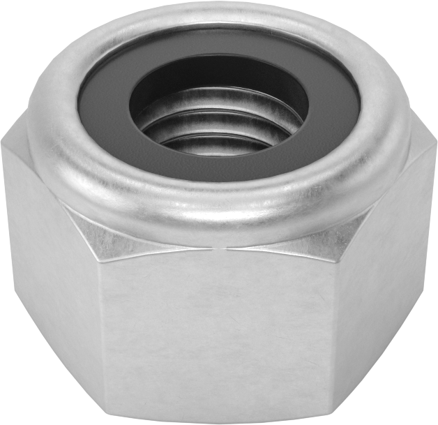 Orta Mukavemetli Çelik Naylon Ekli Kilit Somunu, Sınıf 5, Çinko Kaplamalı, 1/4"-28 Diş Boyutu
