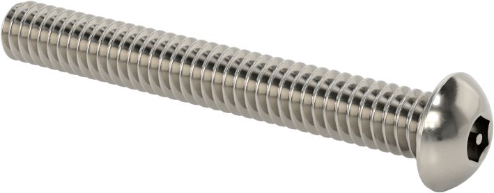 Paslanmaz Çelik Kurcalamaya Dayanıklı Düğme Başlı Altıgen Soketli Vidalar, 1/4"-20 Diş Boyutu, 2" Uzunluk
