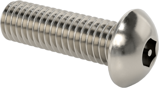 Paslanmaz Çelik Kurcalamaya Dayanıklı Düğme Başlı Altıgen Soketli Vidalar, 3/8"-16 Diş Boyutu, 1-1/4" Uzunluk