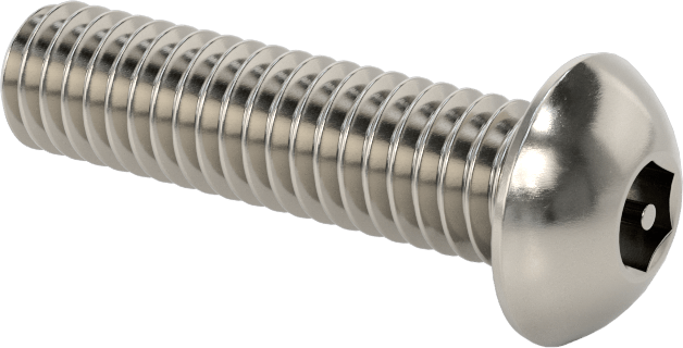 Paslanmaz Çelik Kurcalamaya Dayanıklı Düğme Başlı Altıgen Soketli Vidalar, 5/16"-18 Diş Boyutu, 1-1/4" Uzunluk
