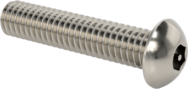 Paslanmaz Çelik Kurcalamaya Dayanıklı Düğme Başlı Altıgen Soketli Vidalar, 5/16"-18 Diş Boyutu, 1-1/2" Uzunluk
