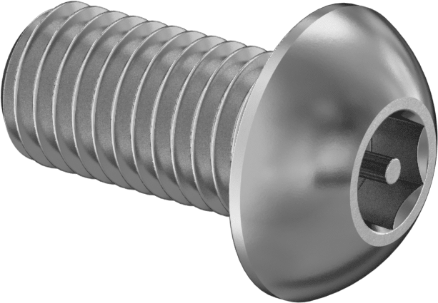 Paslanmaz Çelik Kurcalamaya Dayanıklı Düğme Başlı Altıgen Soketli Vidalar, 1/4"-28 Diş Boyutu, 1/2" Uzunluk