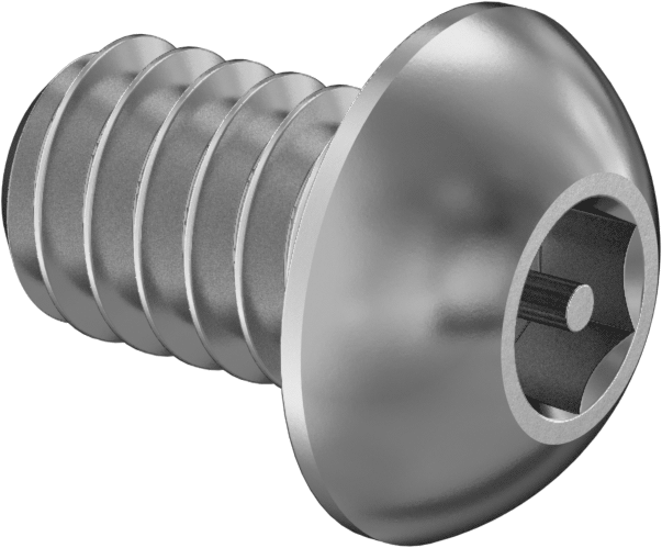 Paslanmaz Çelik Kurcalamaya Dayanıklı Düğme Başlı Altıgen Soketli Vidalar, 1/4"-20 Diş Boyutu, 3/8" Uzunluk