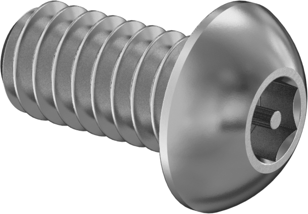Paslanmaz Çelik Kurcalamaya Dayanıklı Düğme Başlı Altıgen Soketli Vidalar, 1/4"-20 Diş Boyutu, 1/2" Uzunluk