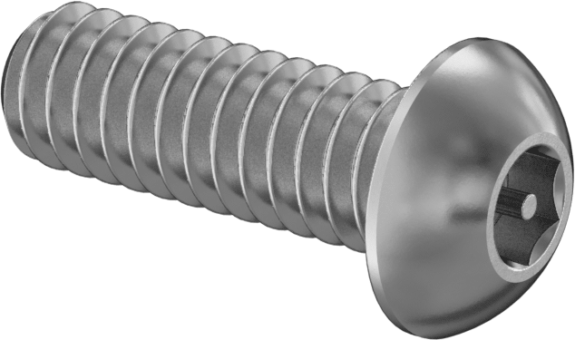 Paslanmaz Çelik Kurcalamaya Dayanıklı Düğme Başlı Altıgen Soketli Vidalar, 1/4"-20 Diş Boyutu, 3/4" Uzunluk