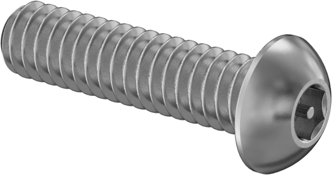 Paslanmaz Çelik Kurcalamaya Dayanıklı Düğme Başlı Altıgen Soketli Vidalar, 1/4"-20 Diş Boyutu, 1" Uzunluk