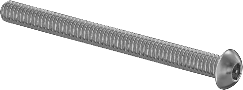 Paslanmaz Çelik Kurcalamaya Dayanıklı Düğme Başlı Altıgen Soketli Vidalar, 1/4"-20 Diş Boyutu, 3" Uzunluk