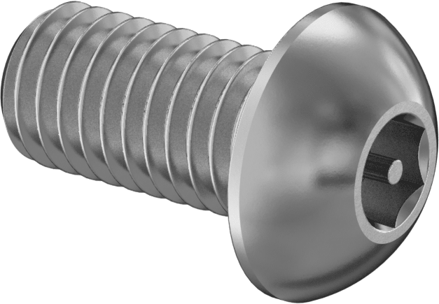 Paslanmaz Çelik Kurcalamaya Dayanıklı Düğme Başlı Altıgen Soketli Vidalar, M8 x 1,25 mm Diş Boyutu, 16 mm Uzunluk